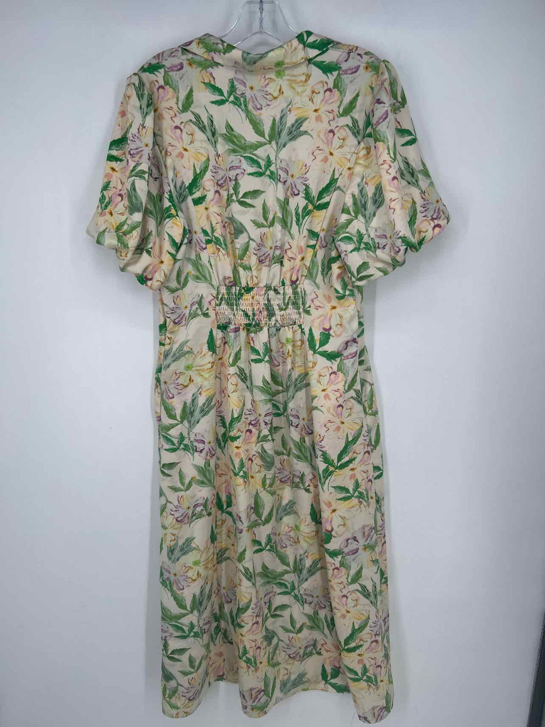 Melloday Size S Yellow Purple & Green Floral Short Sleeve Dress