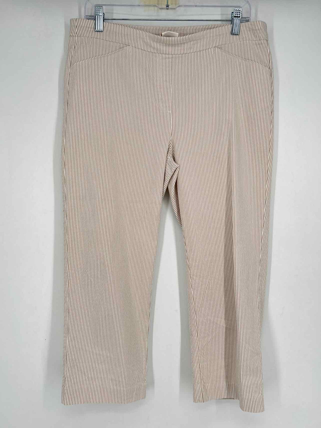 Zac & Rachel Size 10 White & Tan Striped Pants