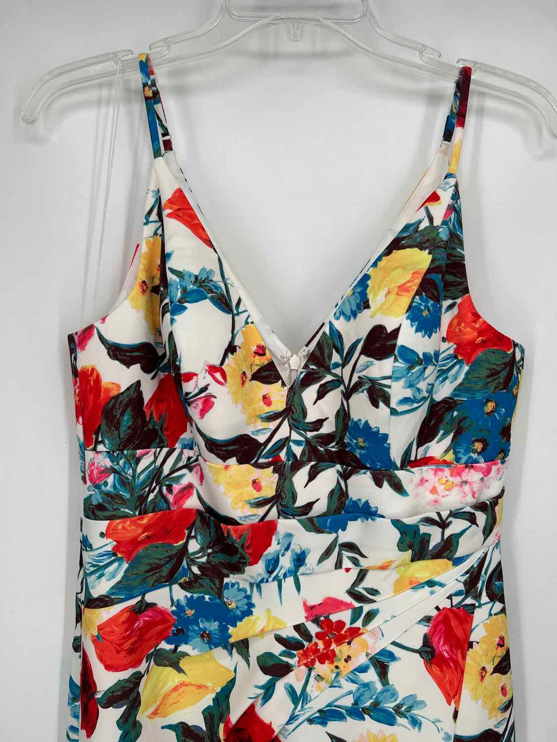 Adrianna Papell Size 6 White Floral Sleeveless Dress