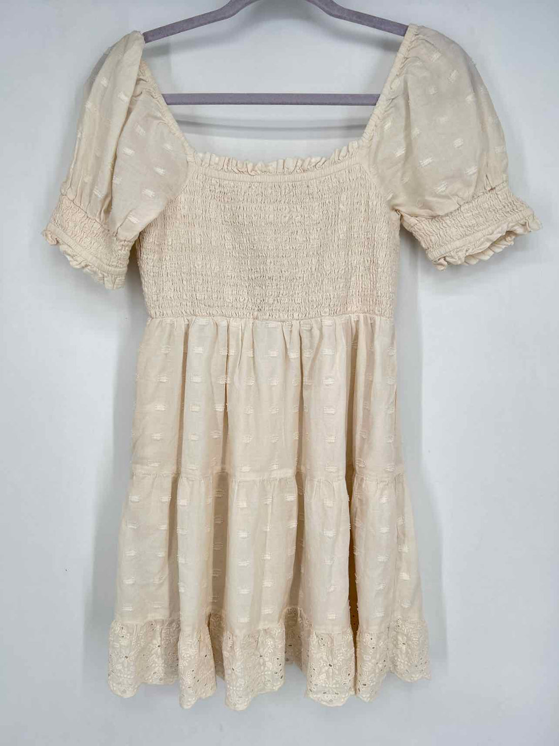 American Eagle Size XS Cream Short Sleeve Dress