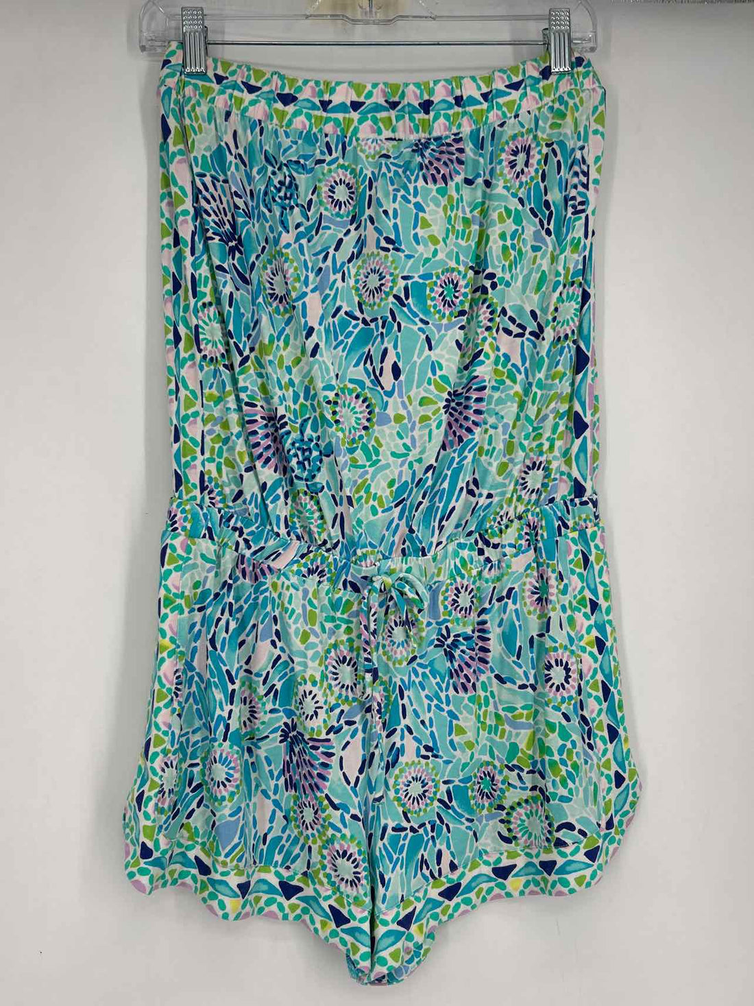 Lilly Pulitzer M White Blue & Green Strapless Lilly Pulitzer Romper