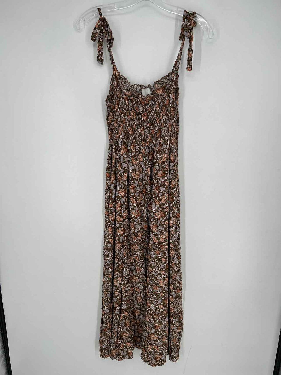 Elloh Size L Brown Floral Sleeveless Dress