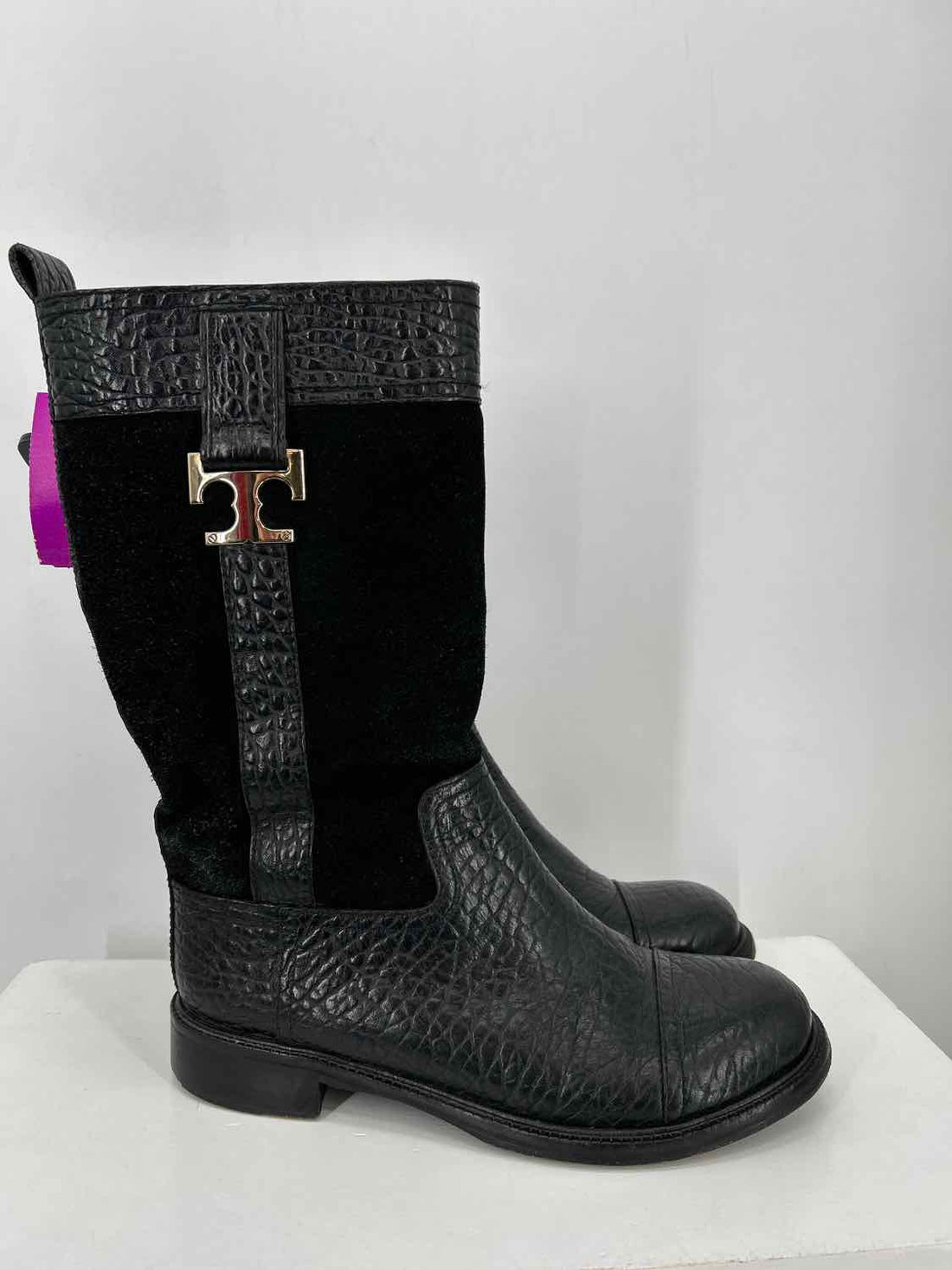 Tory Burch Women Size 8.5 Black Leather Mid Calf Boot