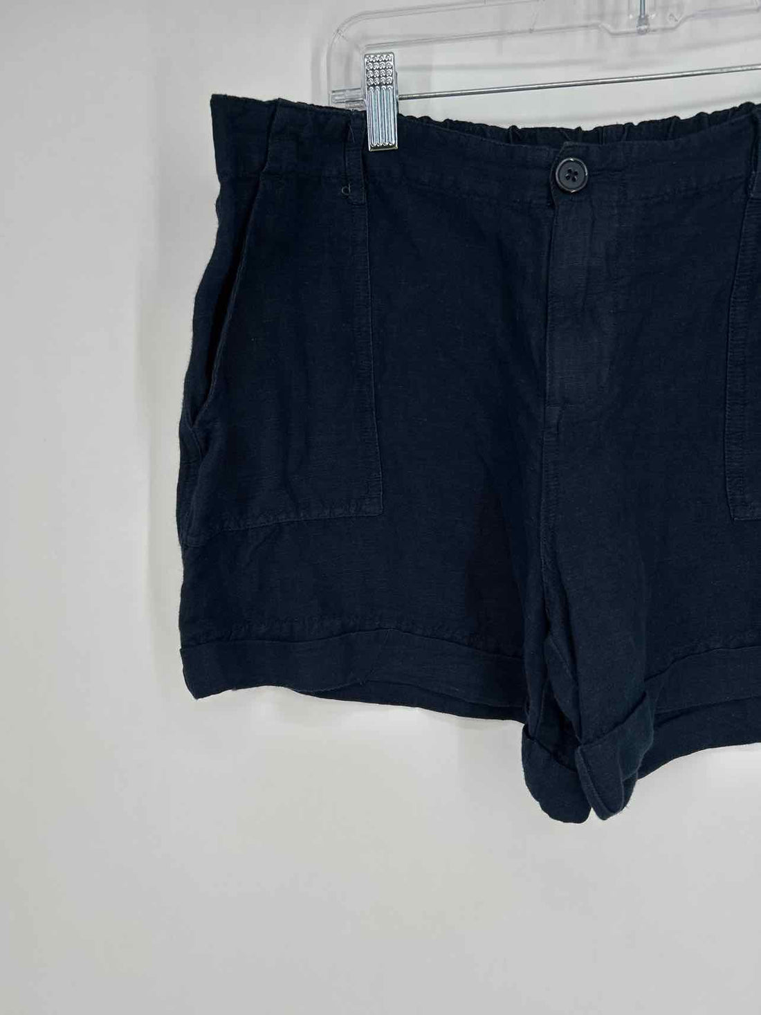 Max & Mia Size L Navy Linen/Rayon Shorts