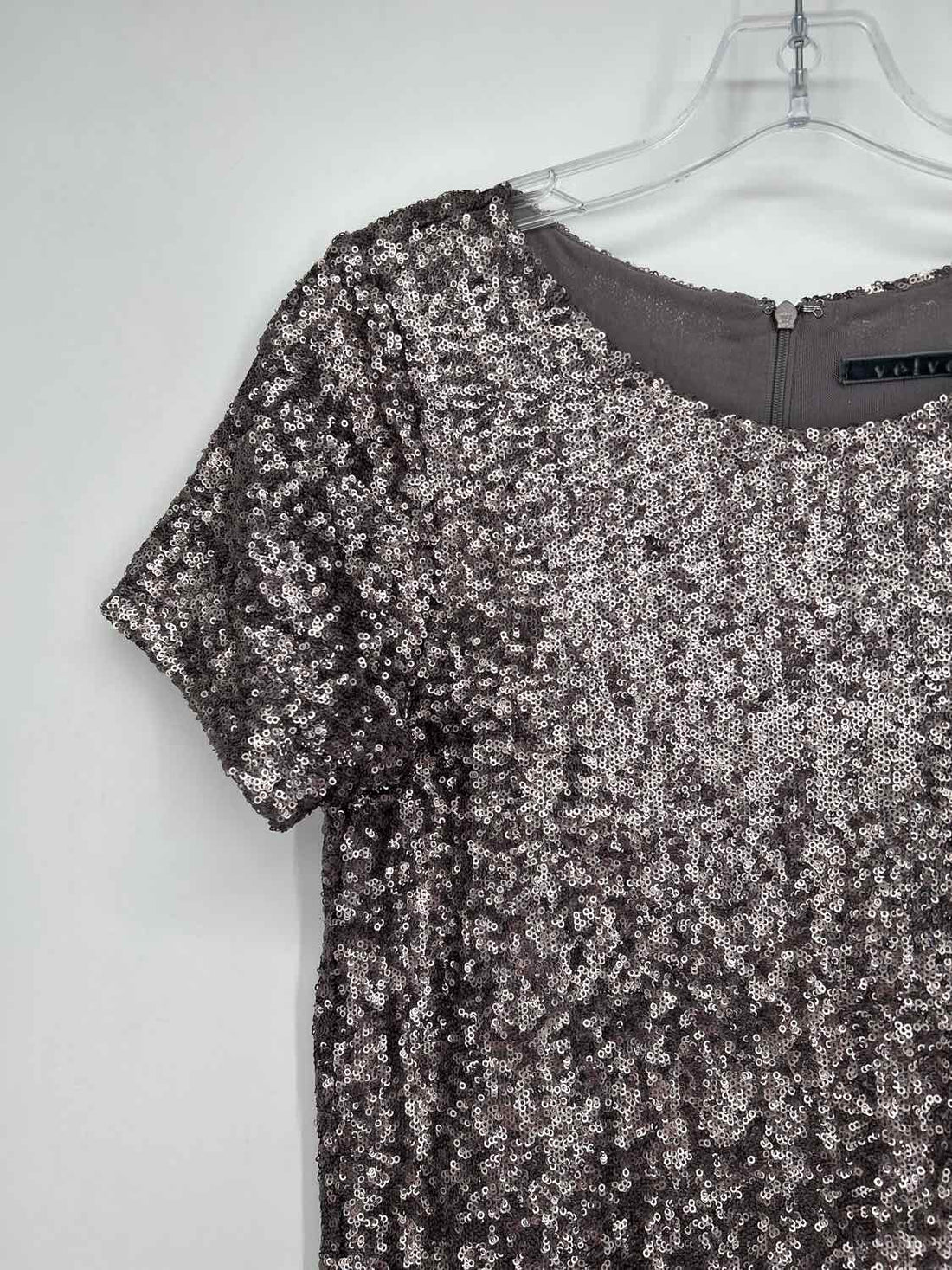 Velvet M Silver Sequined Short Sleeve Holiday