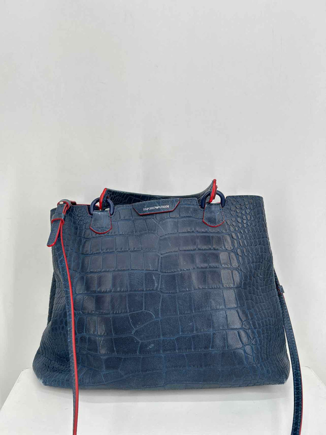 Emporio Armani Navy Leather Pre Owned Satchel