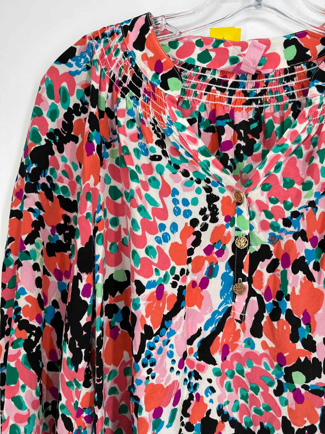 Lilly Pulitzer XS Pink & Black Print Silk Lilly Pulitzer Top