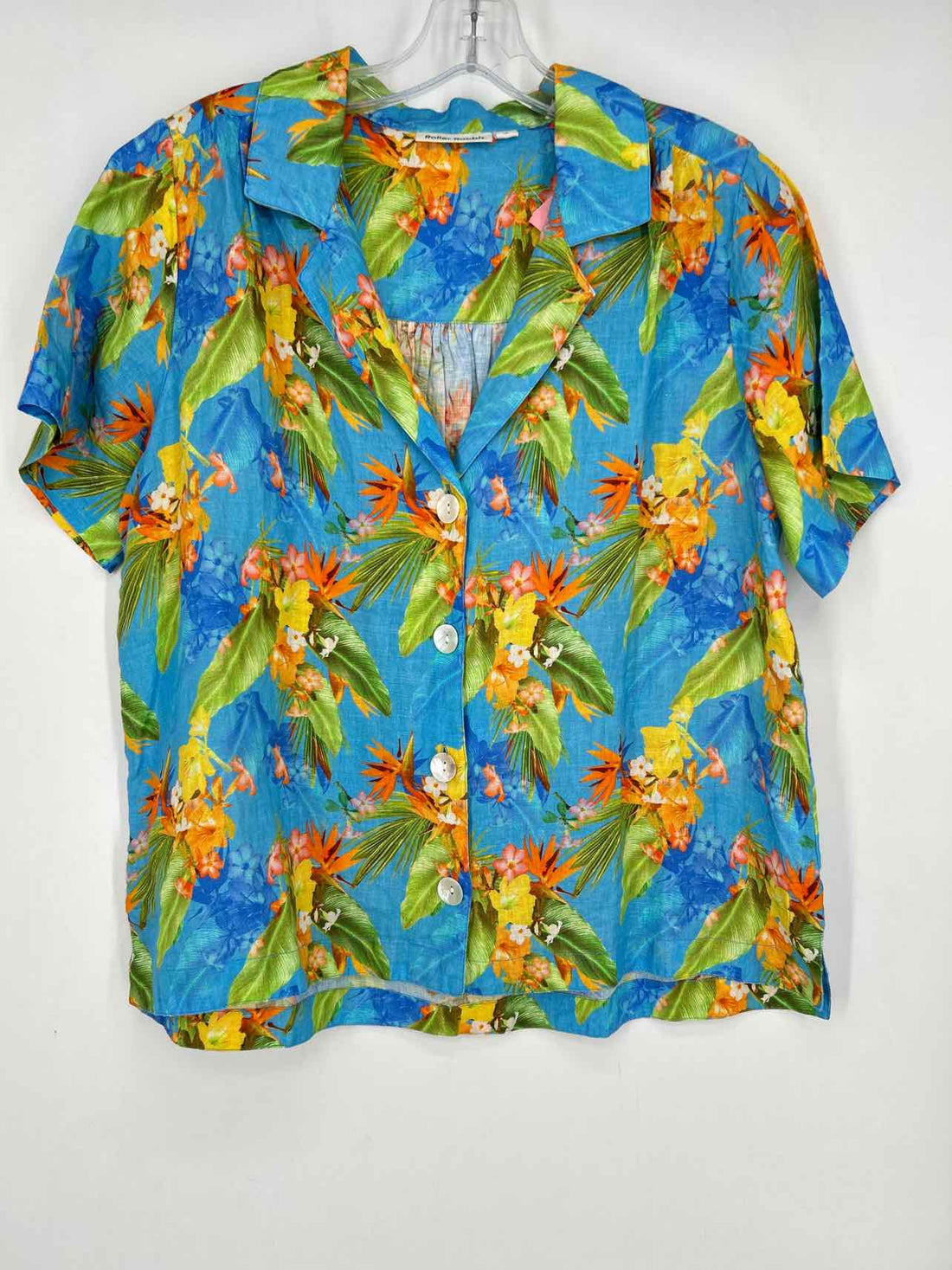 Roller Rabbit Size S Blue Tropical Linen Short Sleeve