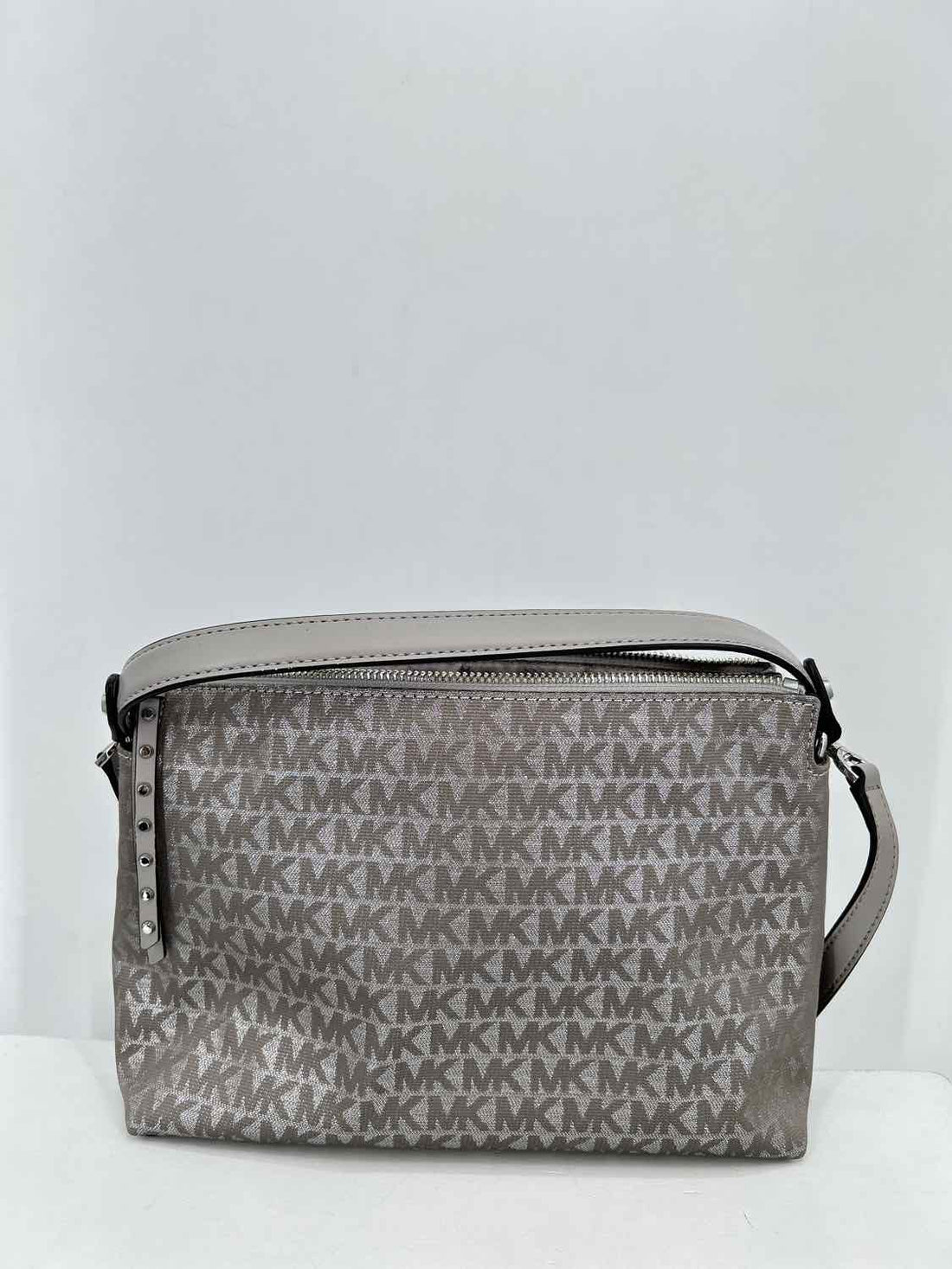 Michael Kors Silver Monogram Canvas Pre Owned Crossbody