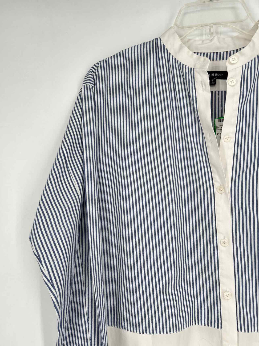 Lafayette 148 Size S White & Blue Striped Long Sleeve