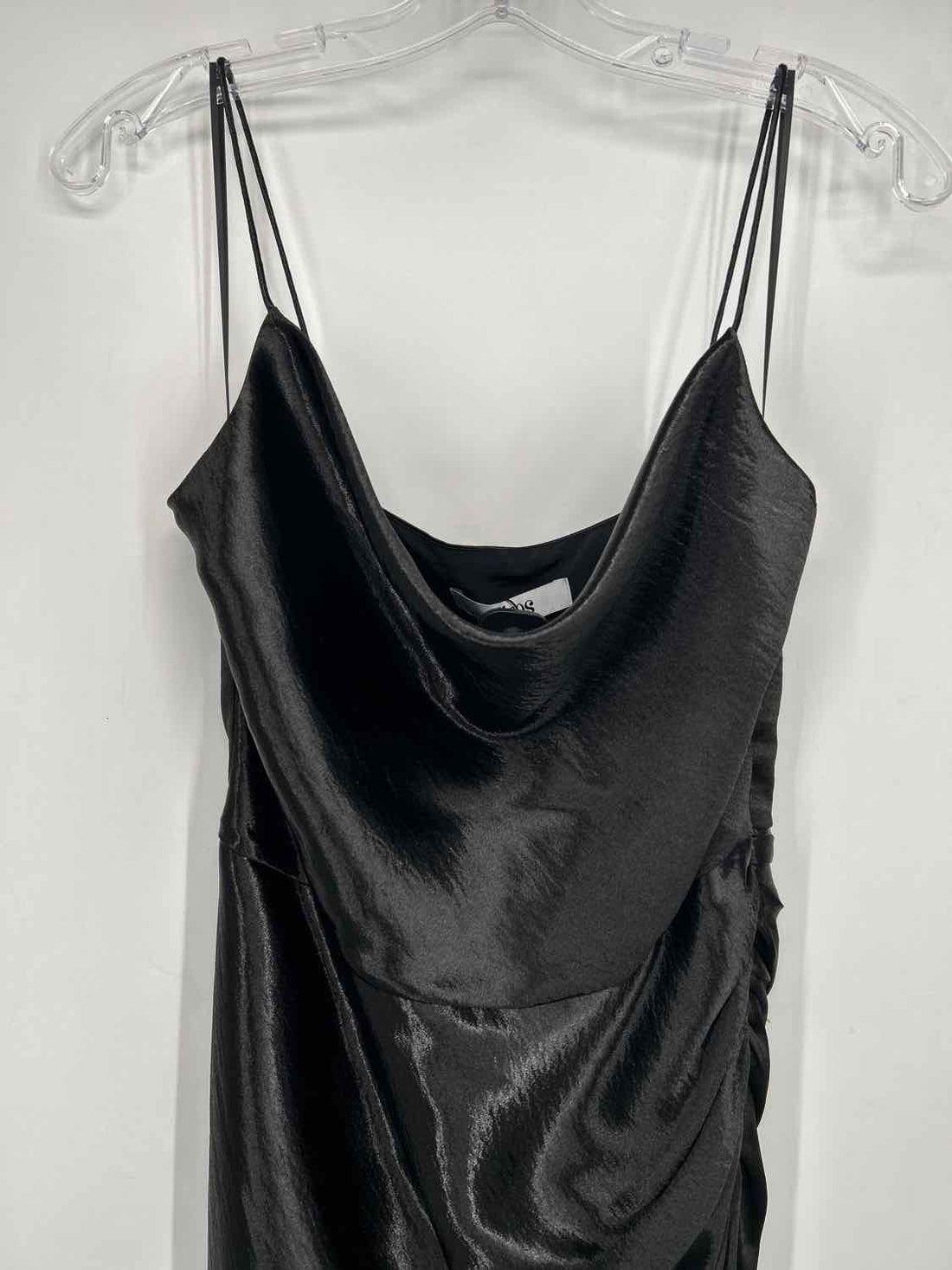Aiifos Size S Metallic Black Satin Sleeveless Dress