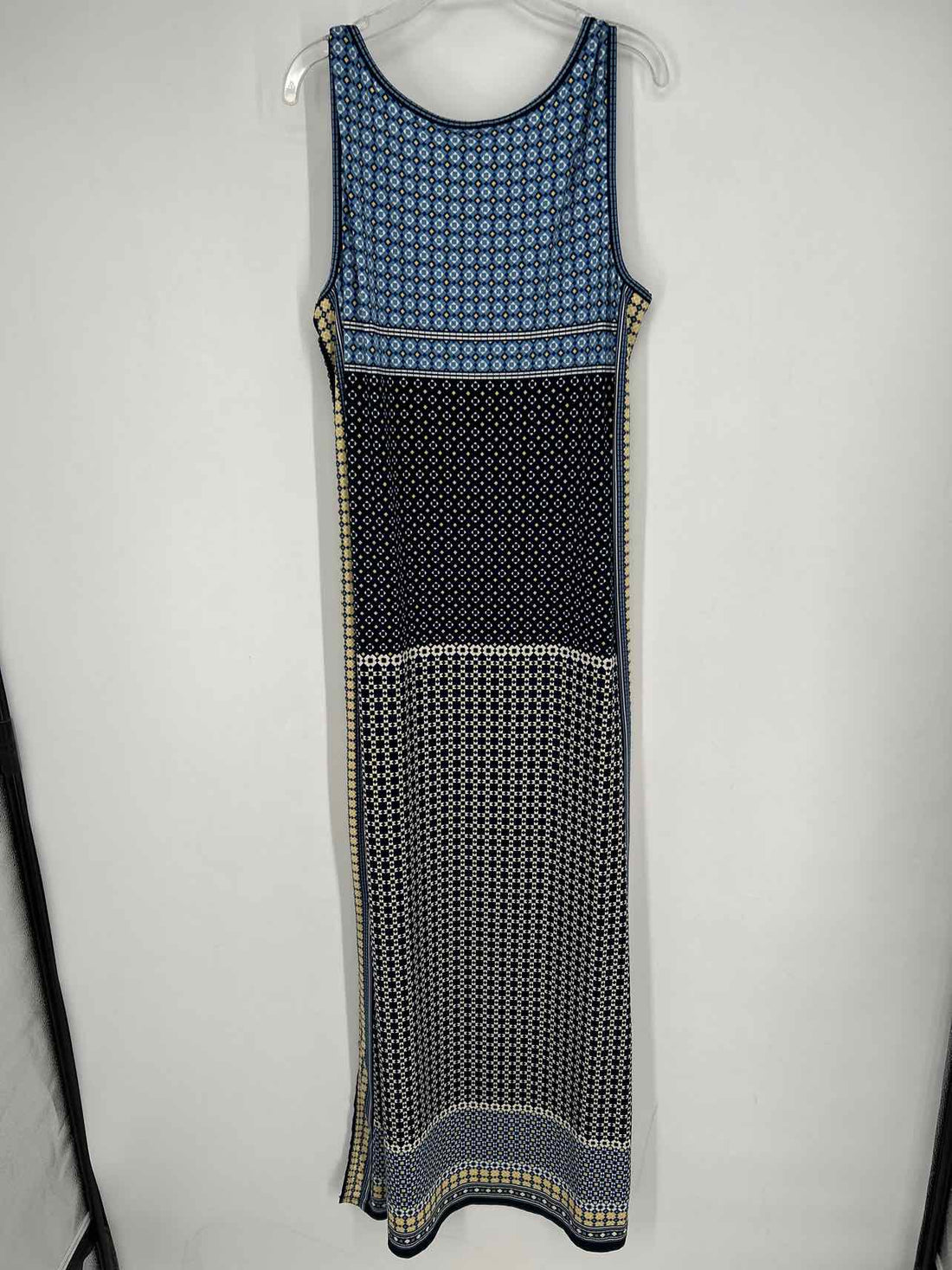 Max Studio Size L Navy Print Sleeveless Dress
