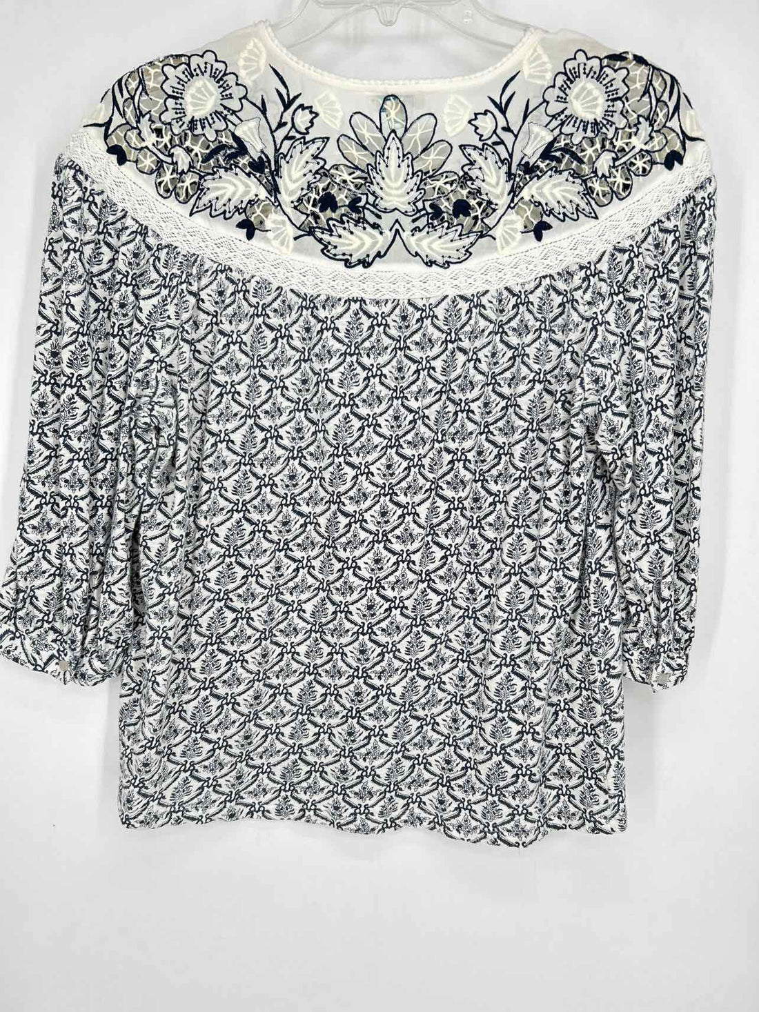 Sundance Size S White & Navy Print Long Sleeve
