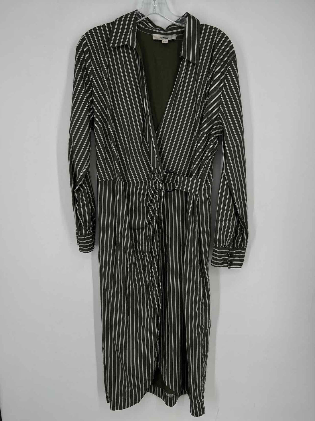 Loft Size 12 Dark Green Stripe Long Sleeve Dress