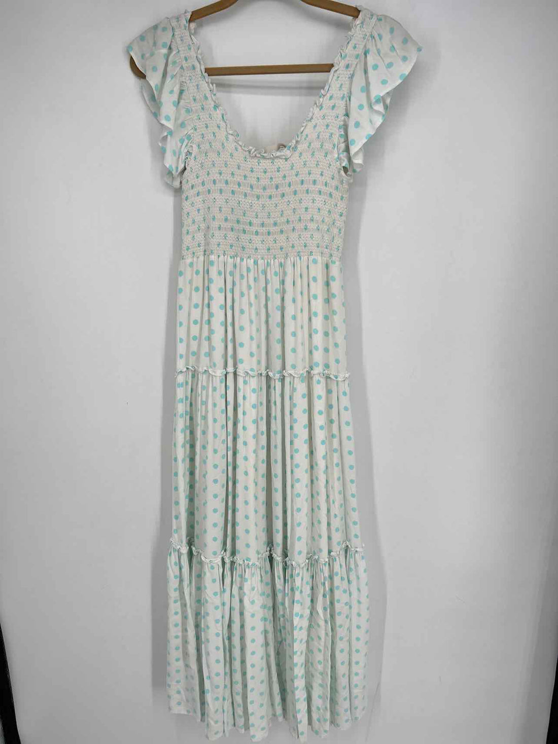 Araminta James Size S White & Light Blue Polkadot Dress