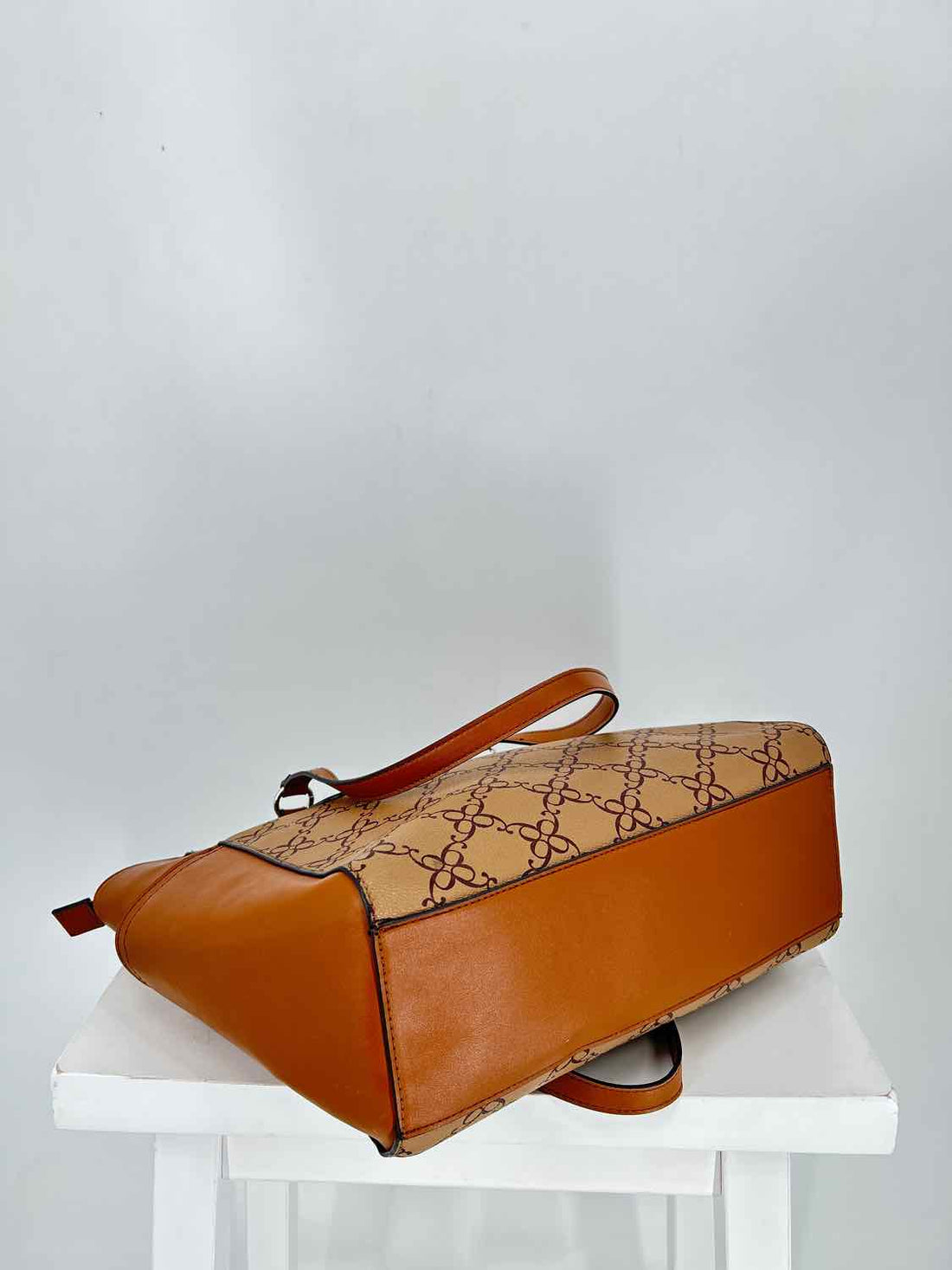 Nine West Brown Print Faux Leather Pre Owned Tote