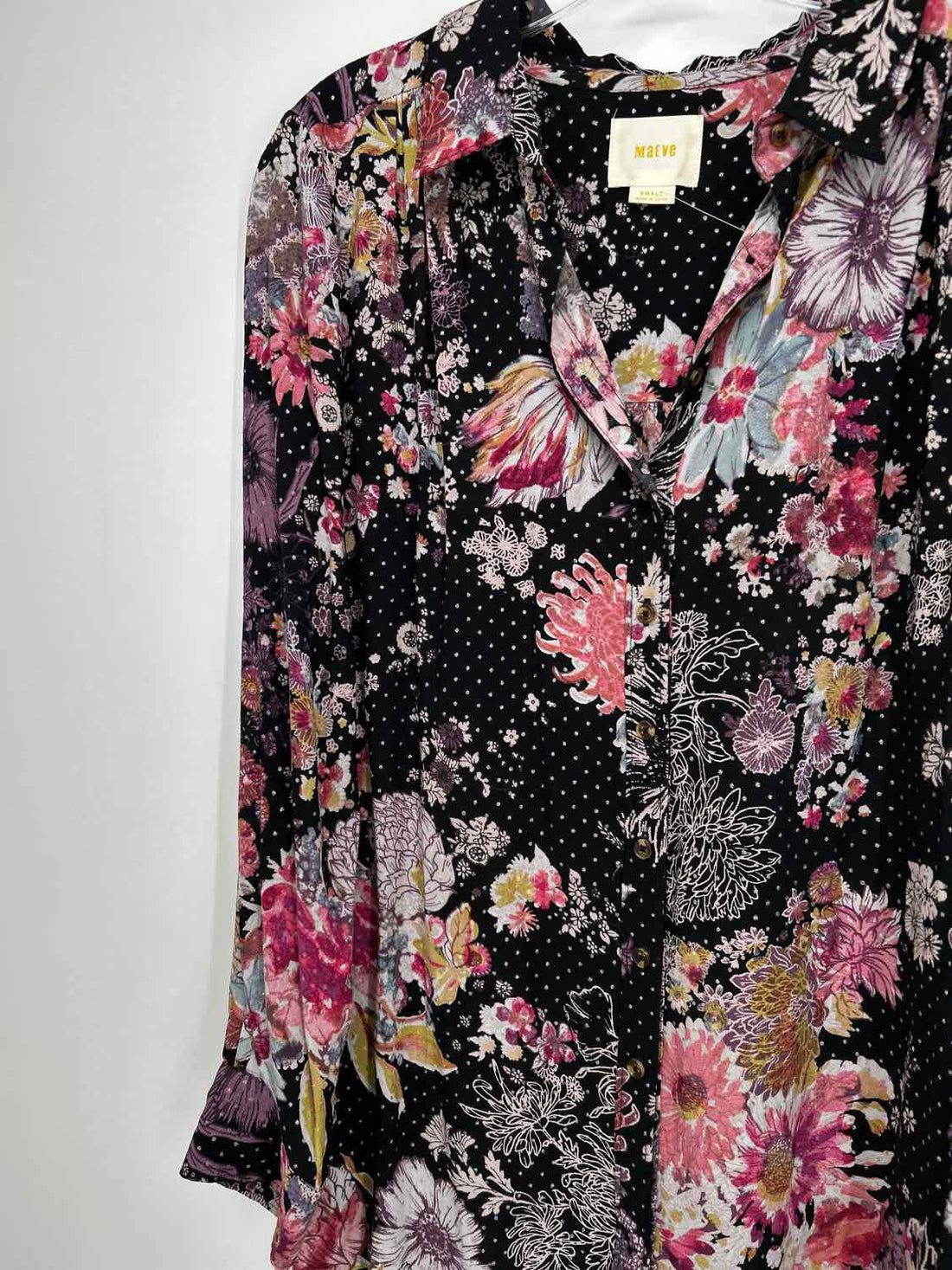 Maeve Size S Black Floral Dress