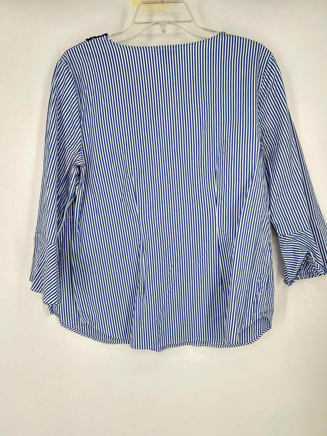 Talbots Size M Blue & White Striped Embroidered Long Sleeve