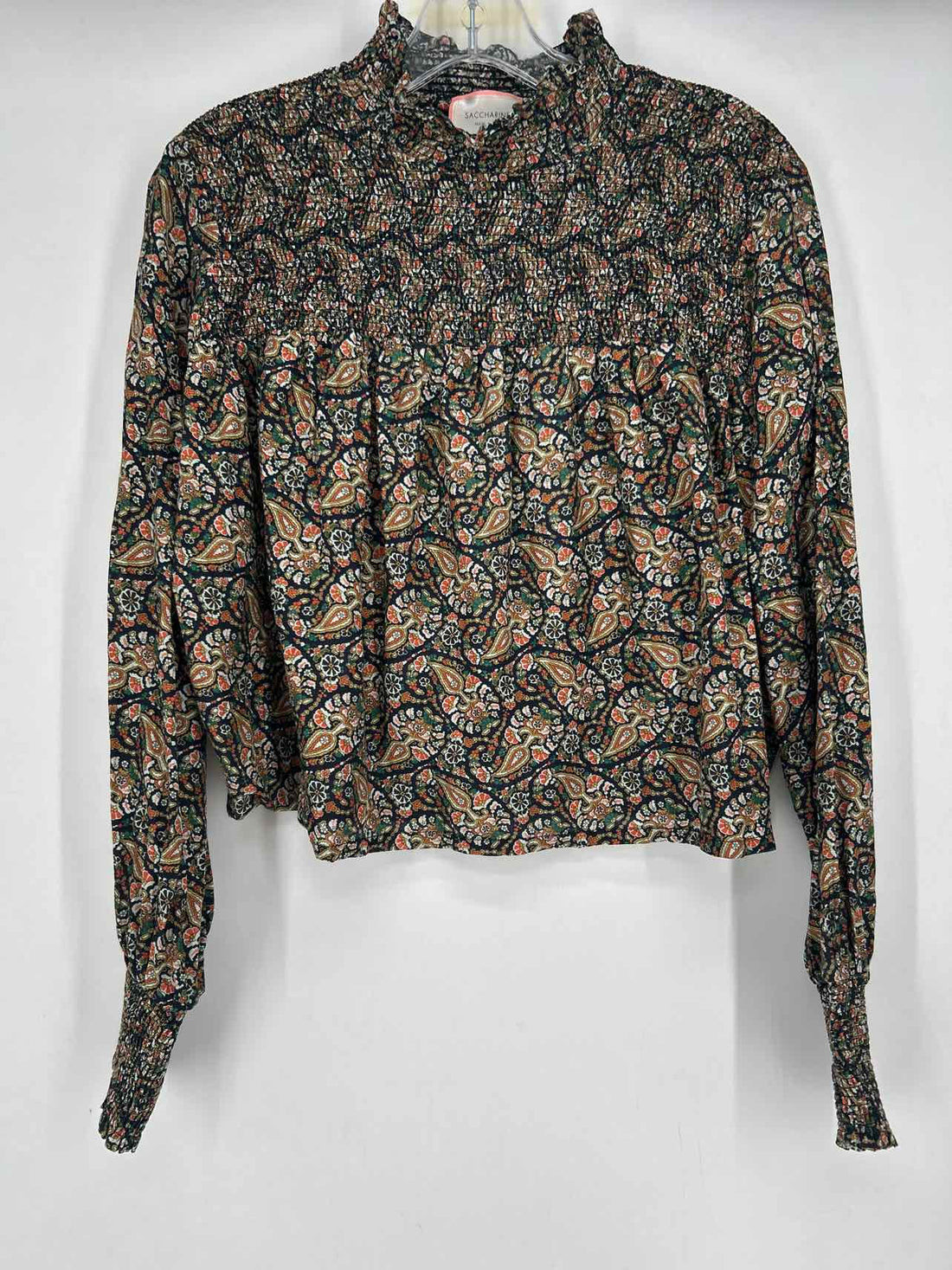 Saccharine New York Size S Navy Print Long Sleeve