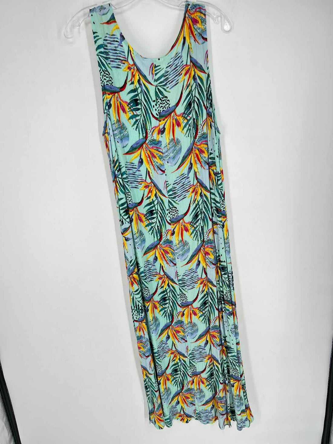 Water Lily Size L Light Aqua Floral Sleeveless Maxi