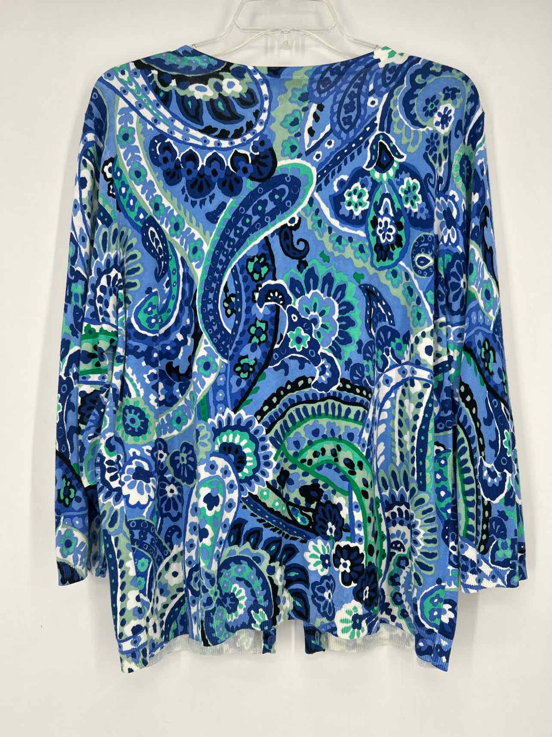 Talbots Size XL White Blue & Green Cardigan
