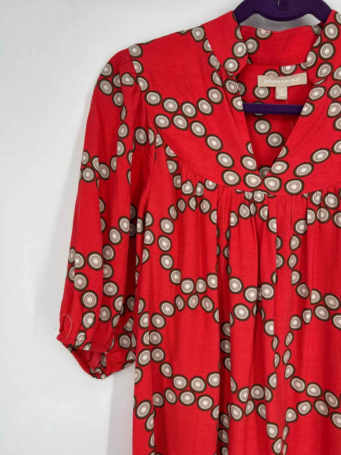 Banana Republic Size 4 Red Print Dress