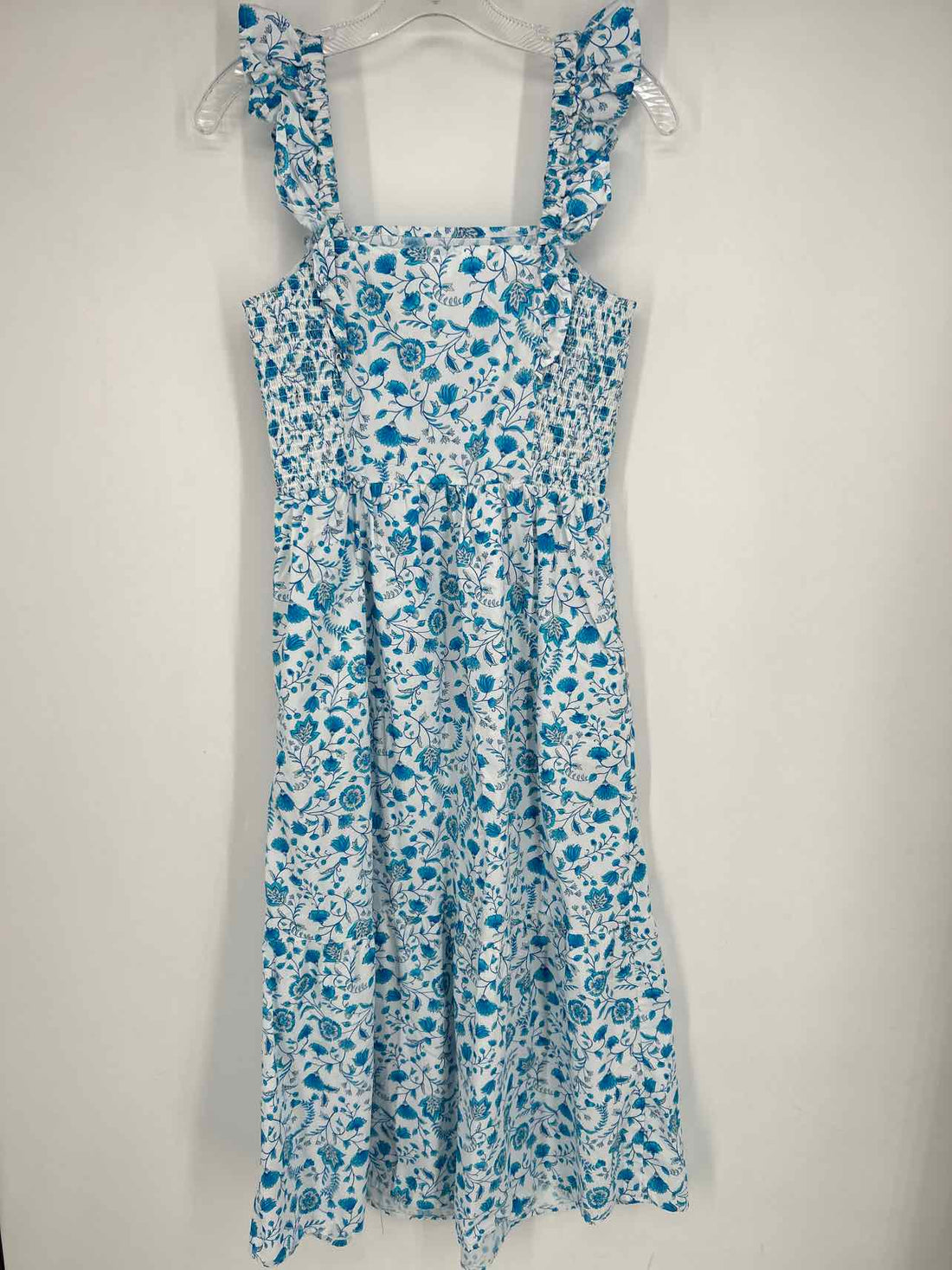 Draper James Size S White & Blue Print Sleeveless Dress