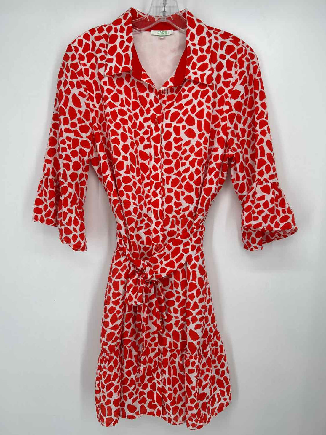 Jade Size L White & Dark Orange Short Sleeve Dress