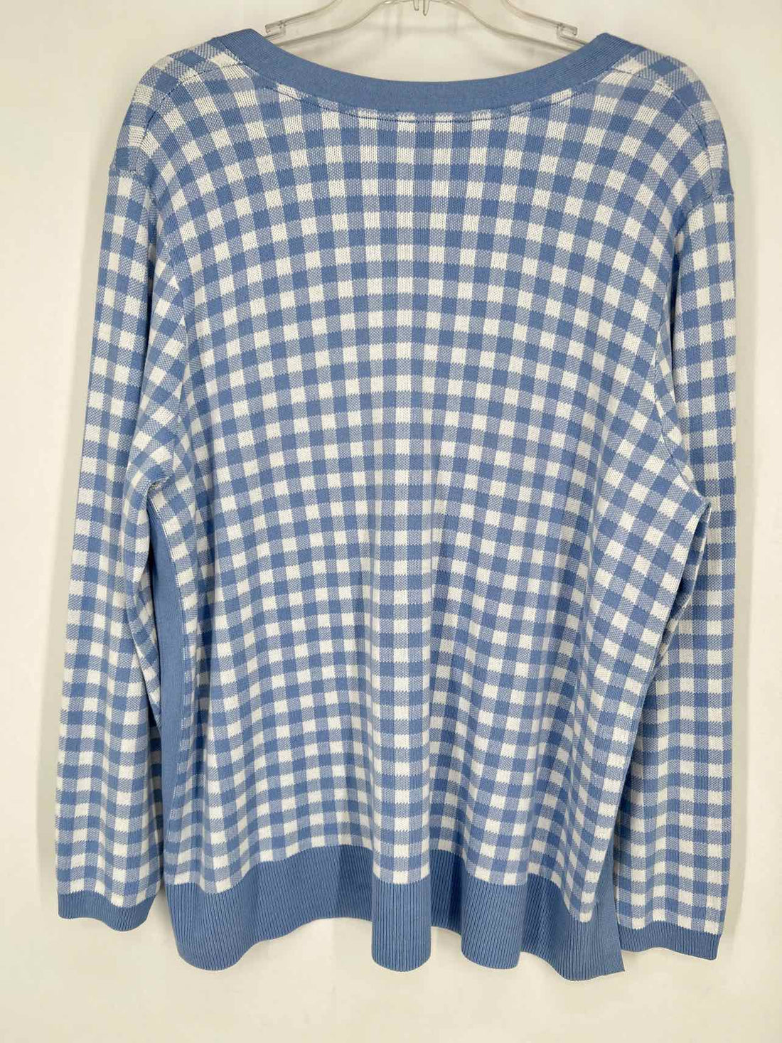 Talbots Size 1X Blue & White Gingham Cardigan