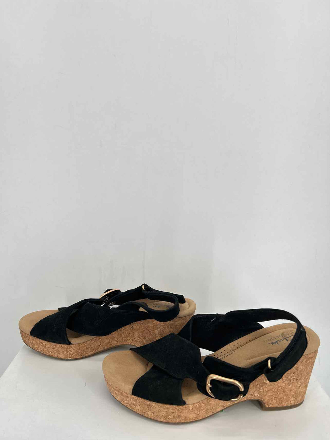 Clarks Women Size 11 Black Cork Wedges