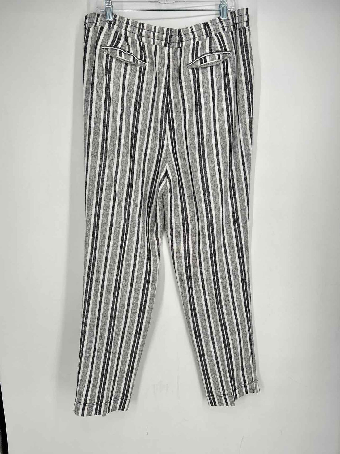 Jones New York Size 16 Black & White Striped Linen/Rayon Pants