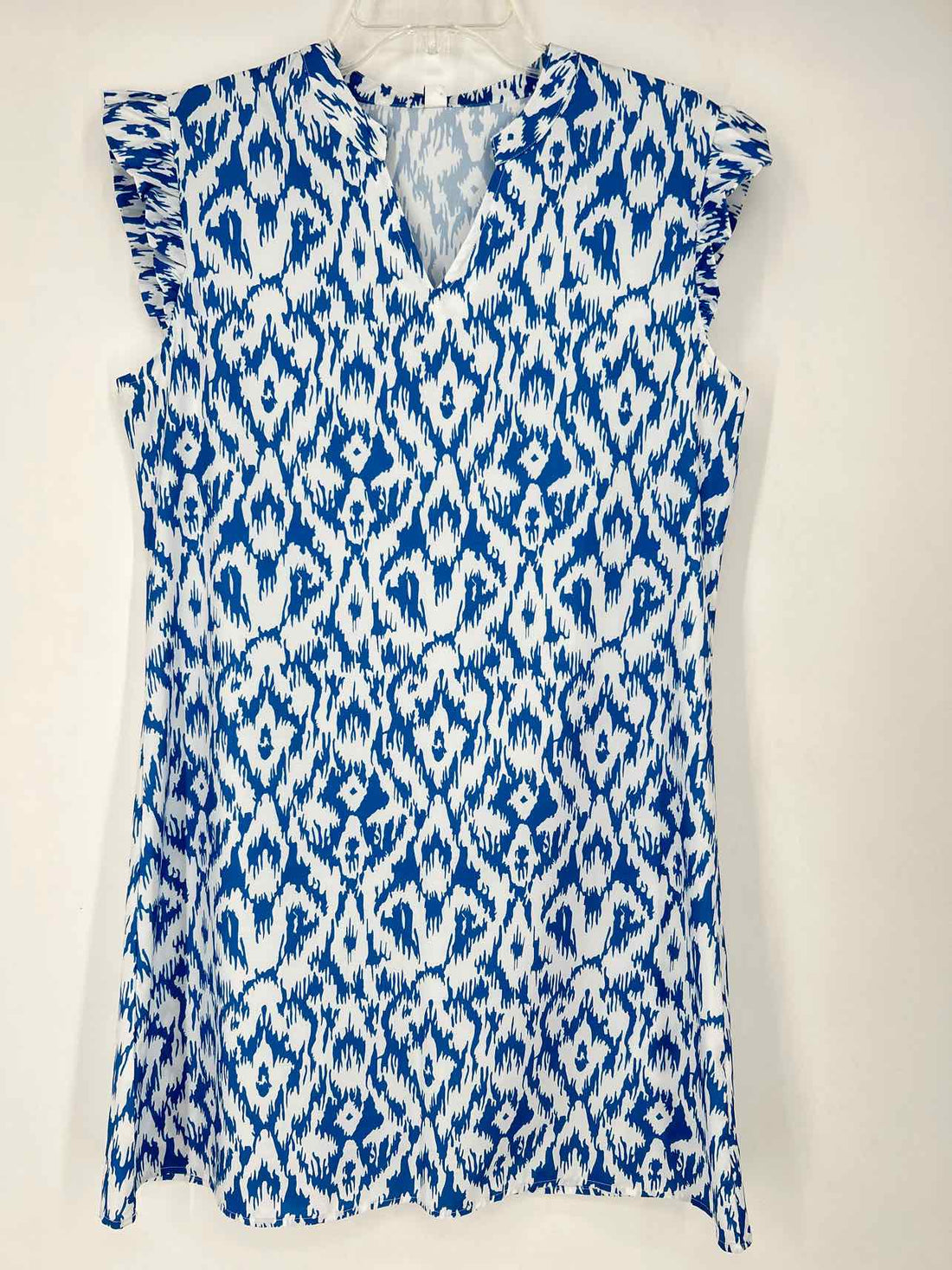Made With Love Size M White & Blue Short Sleeve Dress