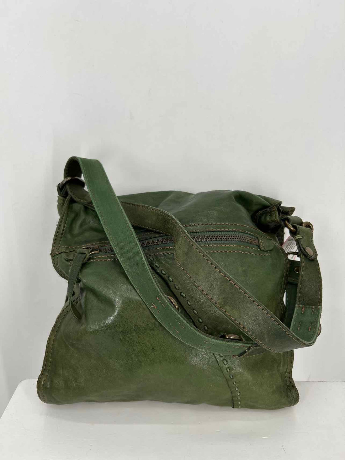 Lucky Brand Dark Green Leather Vintage Messenger