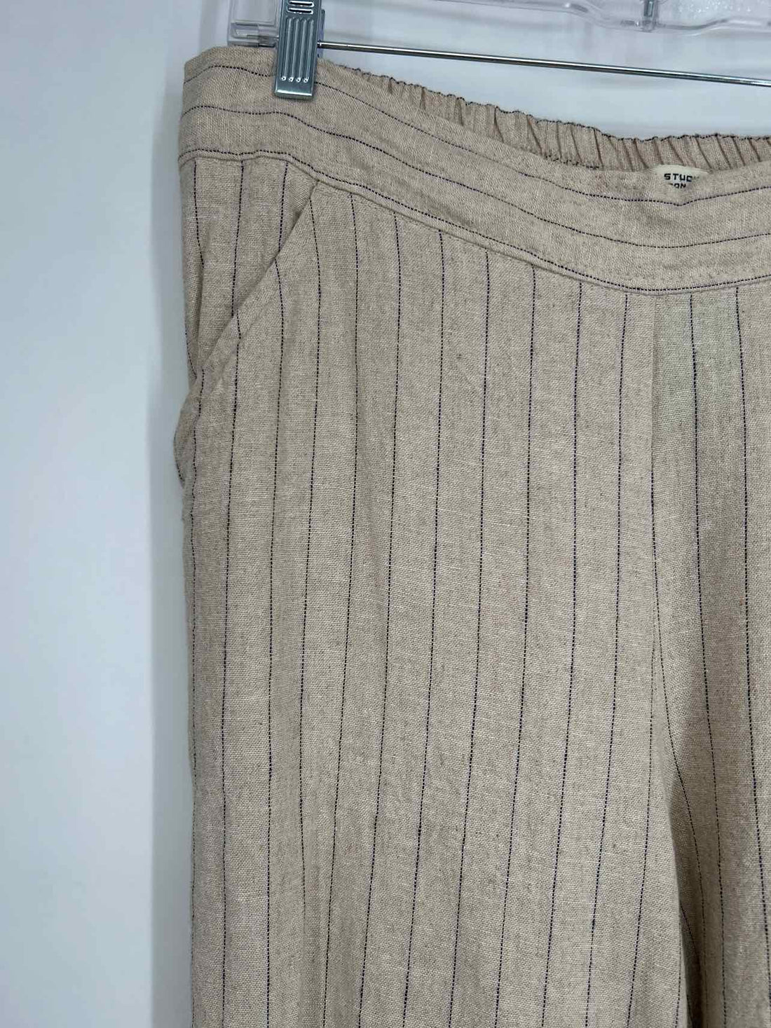 Max Studio Size XL Khaki Pinstripe Linen/Rayon Pants
