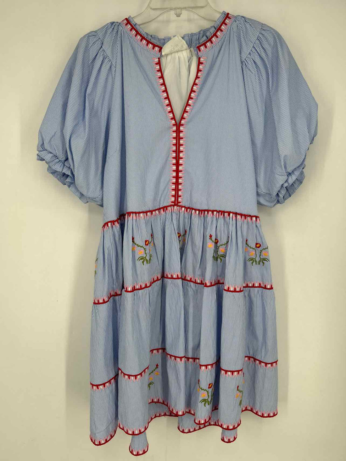 Hyacinth House Size L Blue & White Striped Embroidered As Is Dress