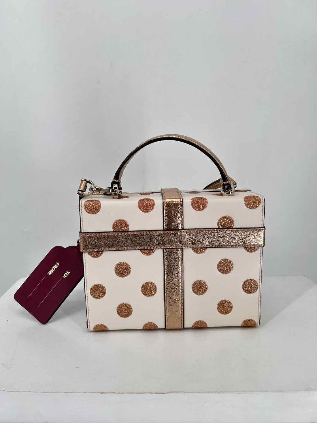 Kate Spade Ivory & Gold Polkadot Genuine Leather Limited Edition Crossbody