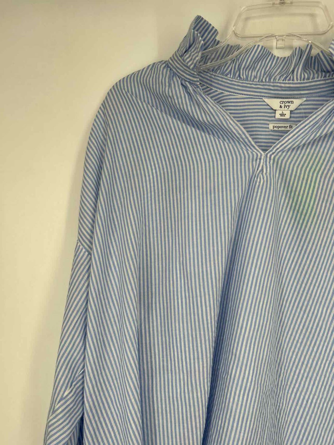 Crown & Ivy Size L Blue & White Striped Long Sleeve