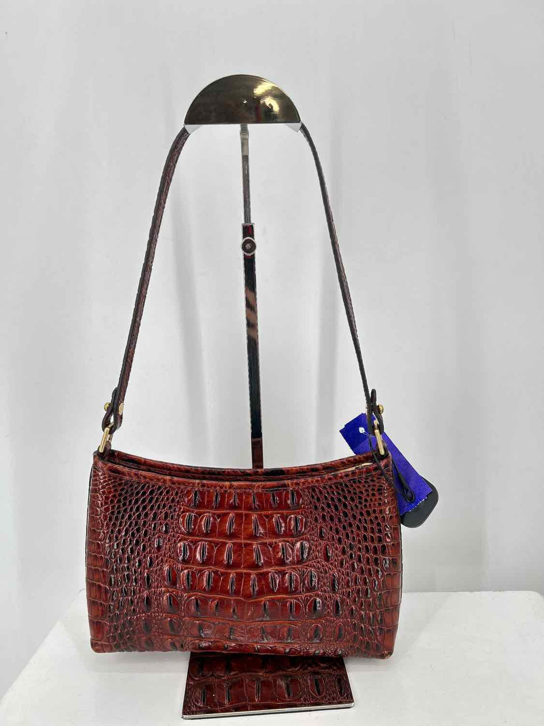 Brahmin Pecan Melbourne Croc Embossed Leather Shoulder