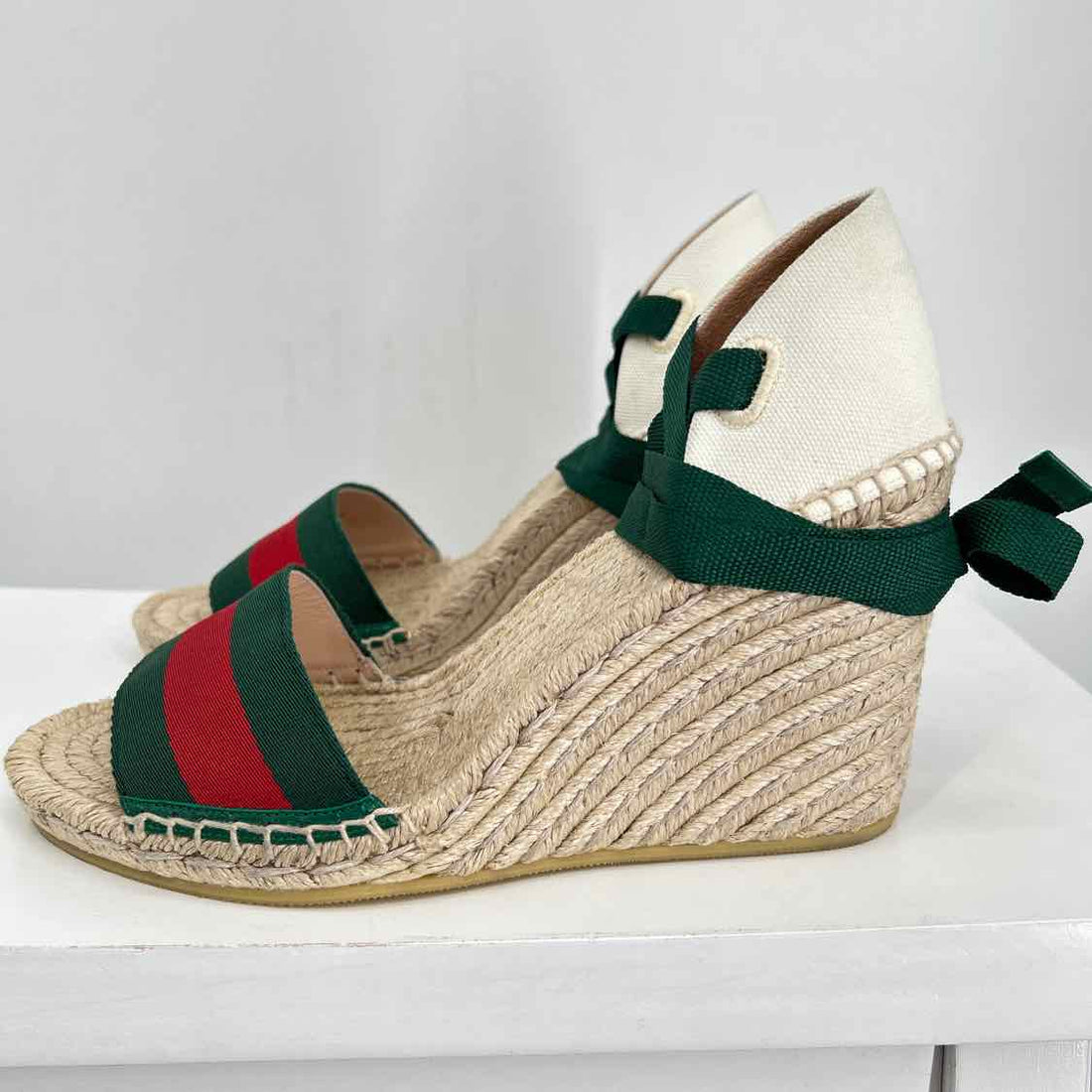 Gucci Lilibeth Women Size 38 Green & Red Pre Owned Espadrilles LUXURY