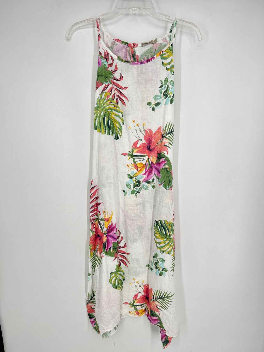 Lungo L'arno Size S White Print Linen Sleeveless Dress