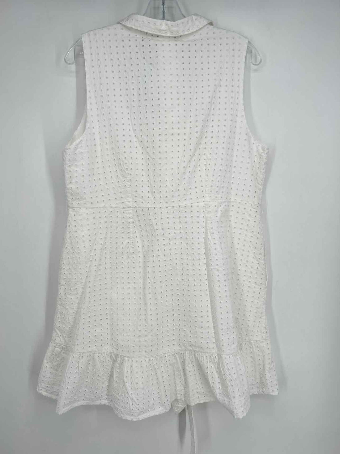Land's End Size 14P White Eyelet Sleeveless Dress
