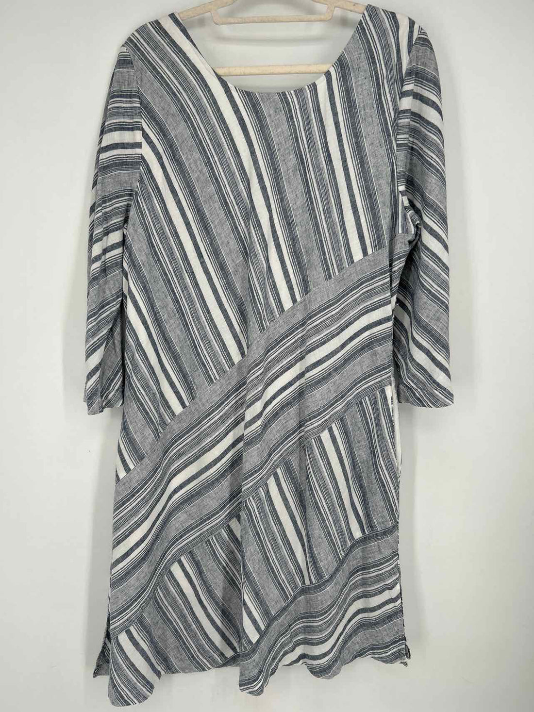 Soft Surroundings Size 1X Navy & White Striped Long Sleeve Dress