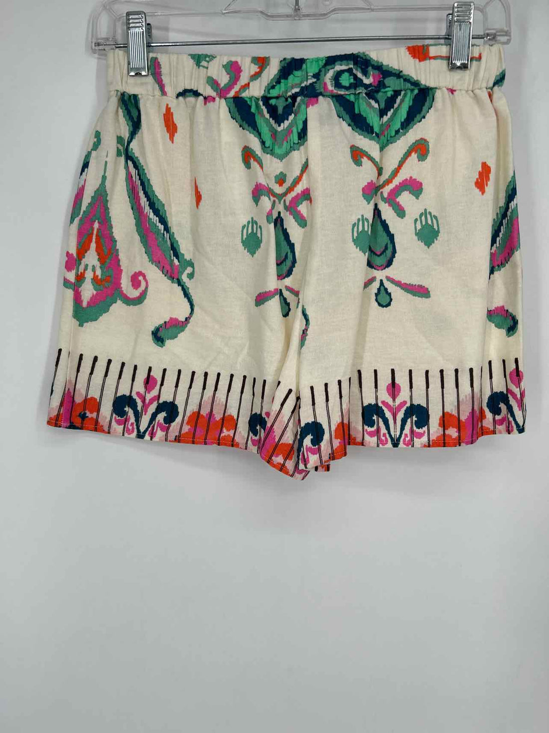 Zara Size XS Ivory Print Linen/Viscose Shorts