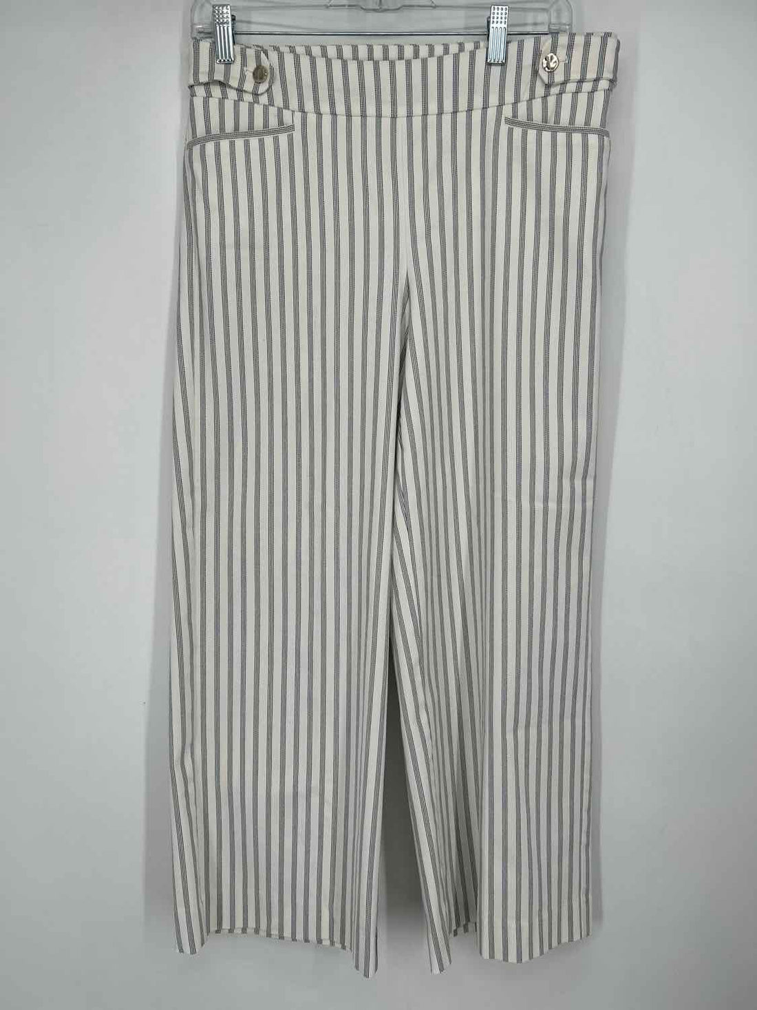 Chicos Size .5 (6) White Striped Pants