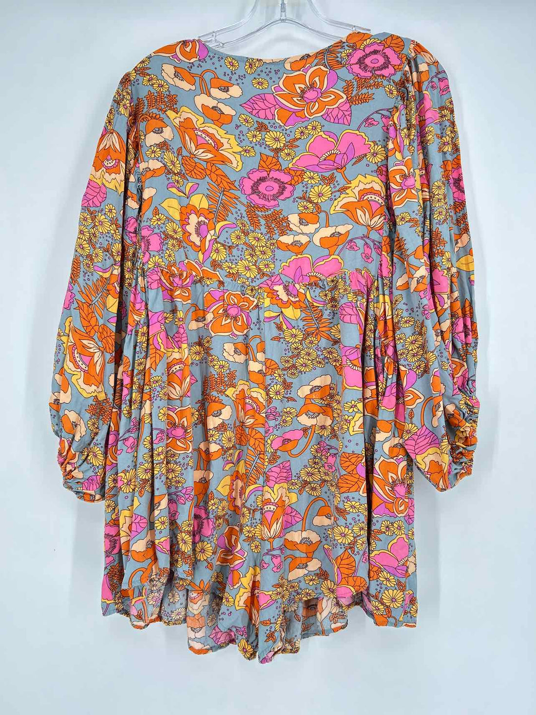 Rusttydustty Size 0X/XL Blue Pink & Orange Floral Long Sleeve Rompers