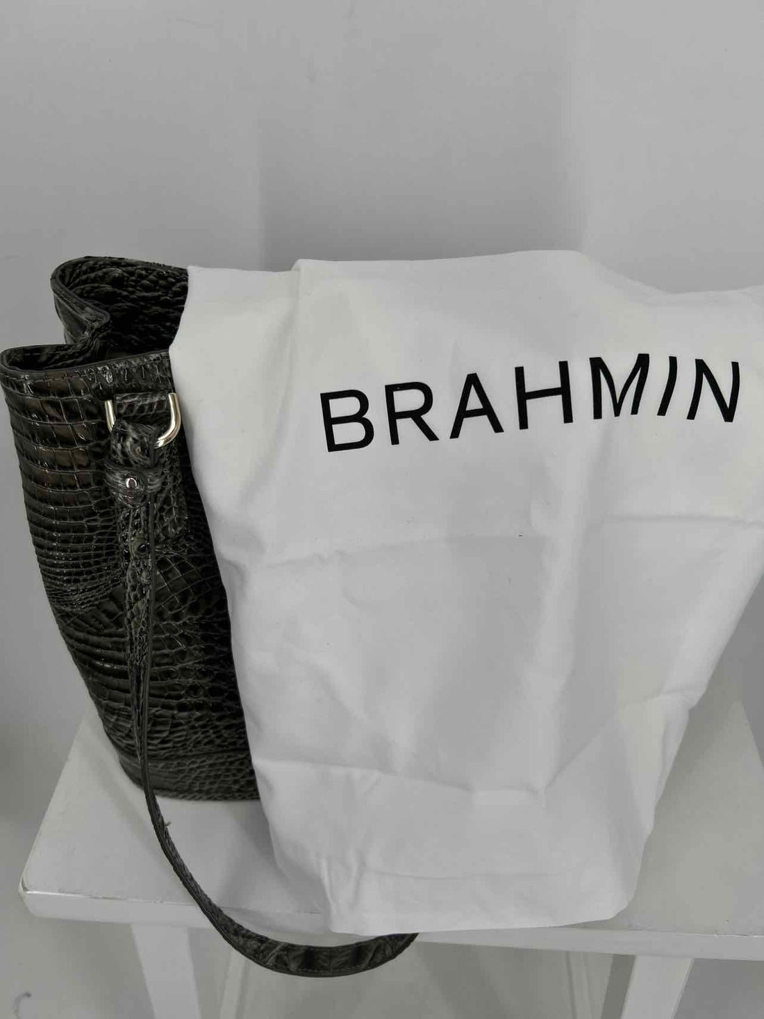 Brahmin Hunter Green Embossed Croc Like New Tote