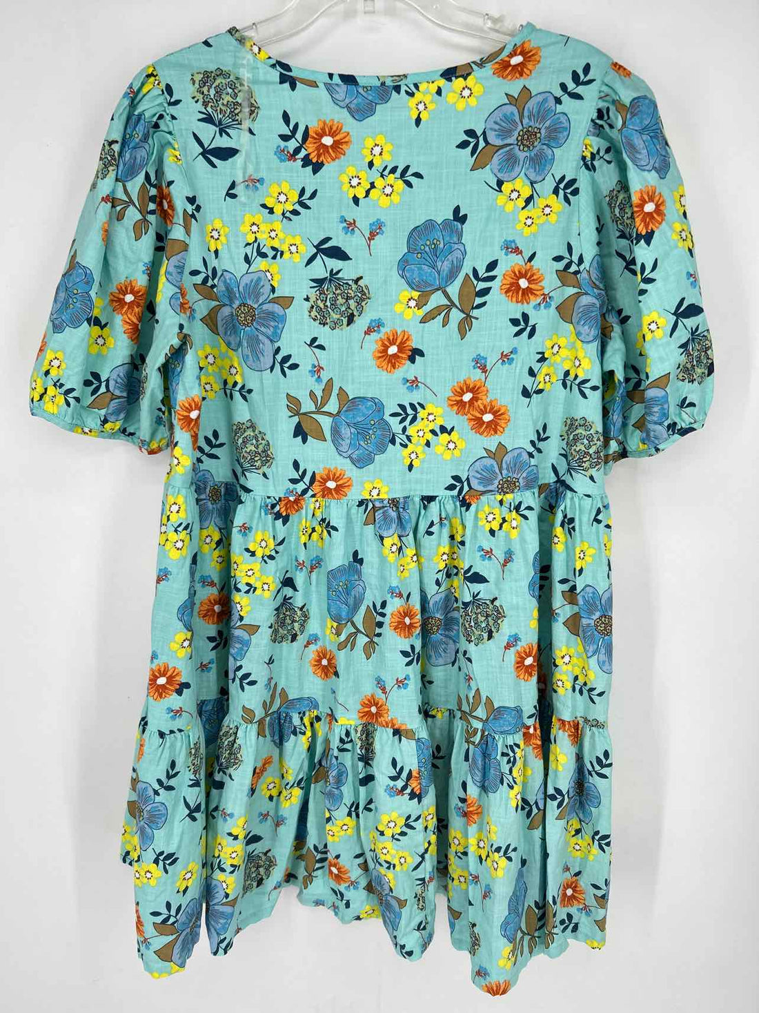 Ana Size L Light Blue Floral Short Sleeve Dress