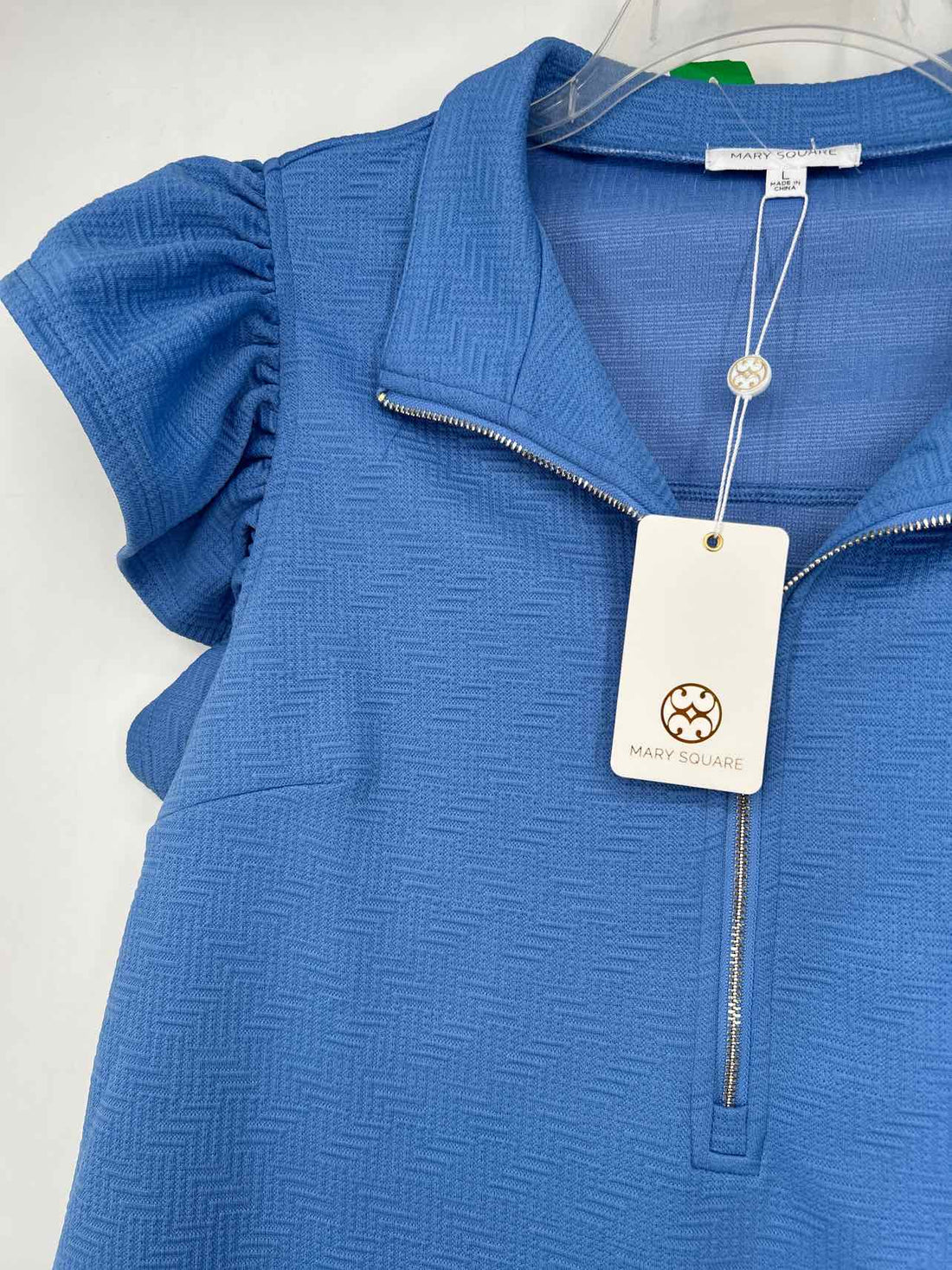 Mary Square Size L Blue Textured NWT Dress a