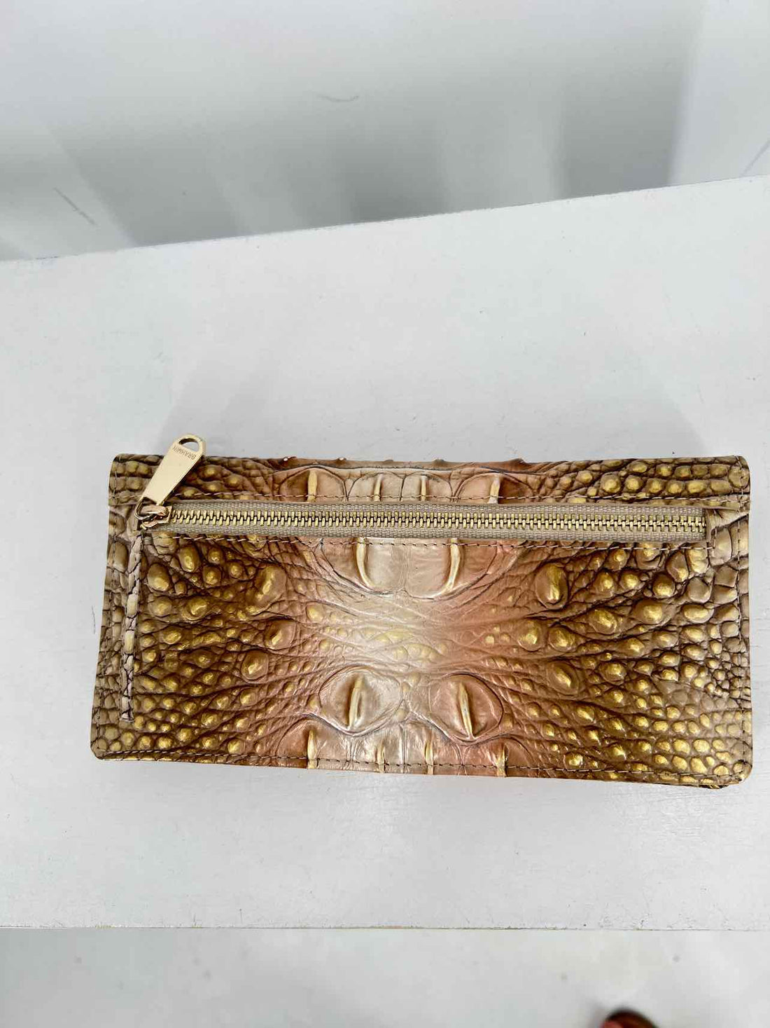 Brahmin Neutral Croc Embossed Pre Owned Wallet