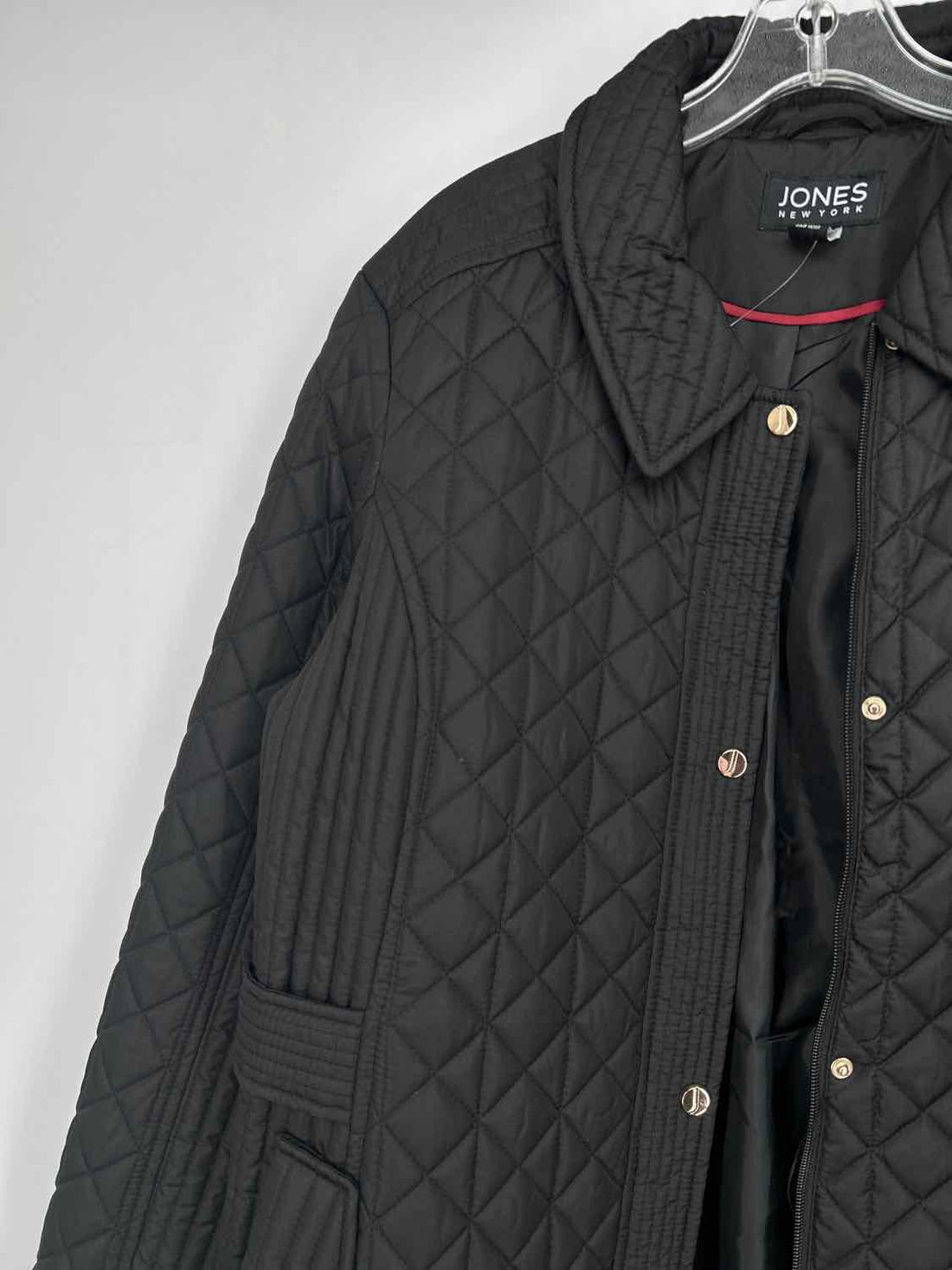 Jones New York Size XL Black Quilted Coat